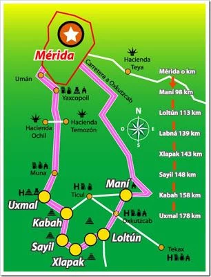mapa ruta puuc
