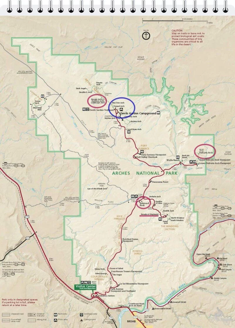 mapa arches national park