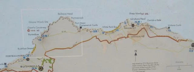 mapa de la Calzada de los Gigantes Irlanda
