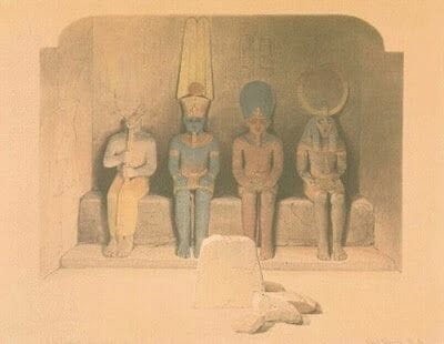 dibujo litografía del sagrario de Abu simbel