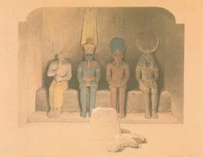 dibujo litografía del sagrario de Abu simbel