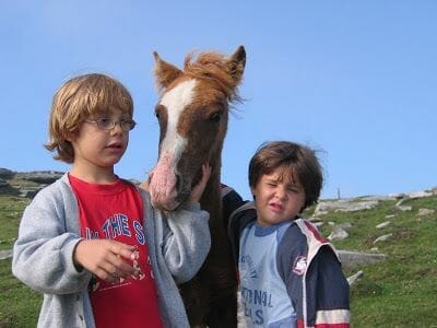niños con poni
