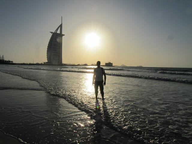 sunset in Jumeirah beach jumeirah beach, playa Dubai, Burj al arab