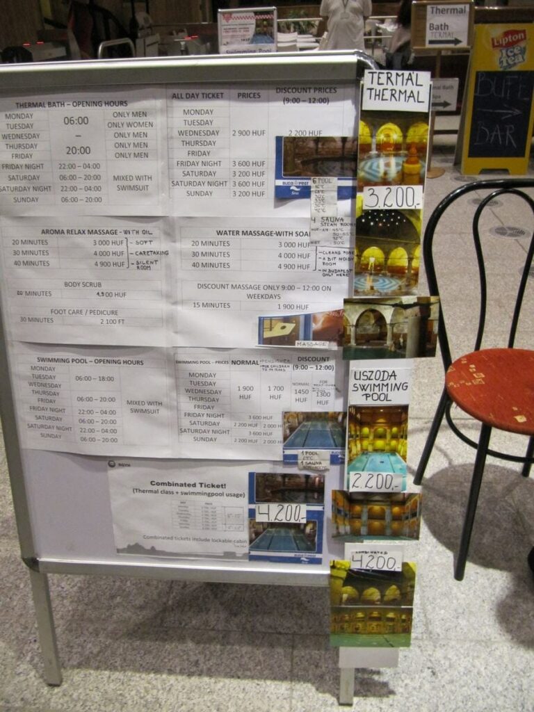 precios dentro del balneario de rudas