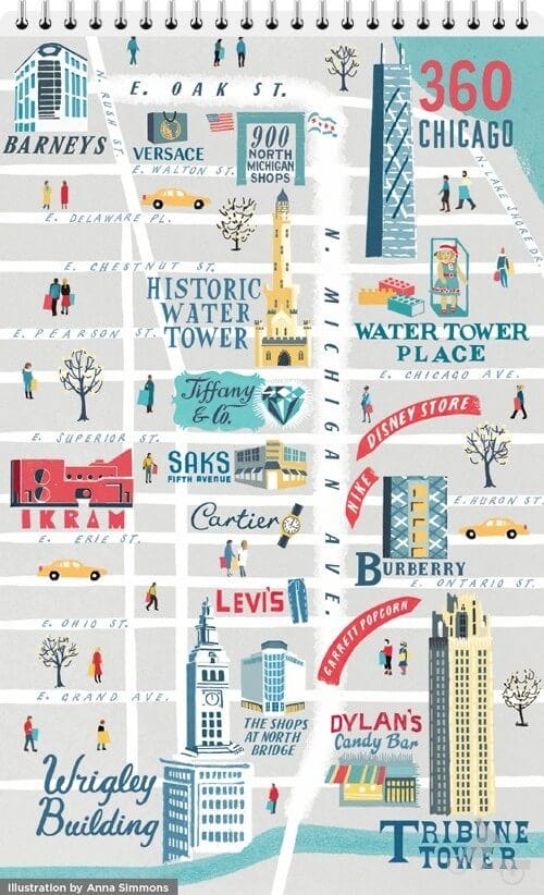 the Magnificent Mile Chicago mapa