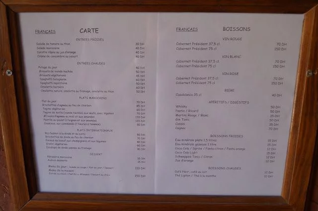 Carta Hotel Kasbah de Tomboctou