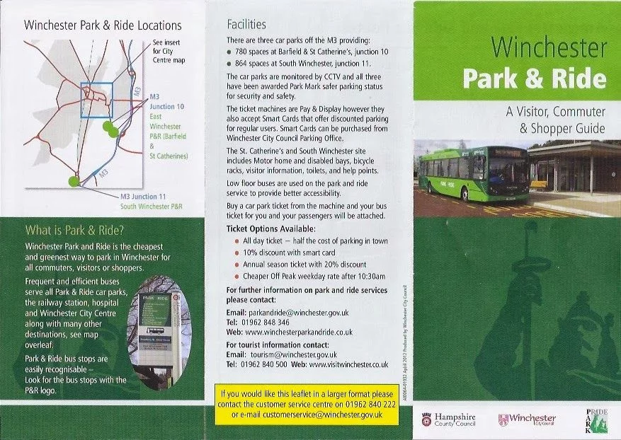 mapa park and ride de Winchester
