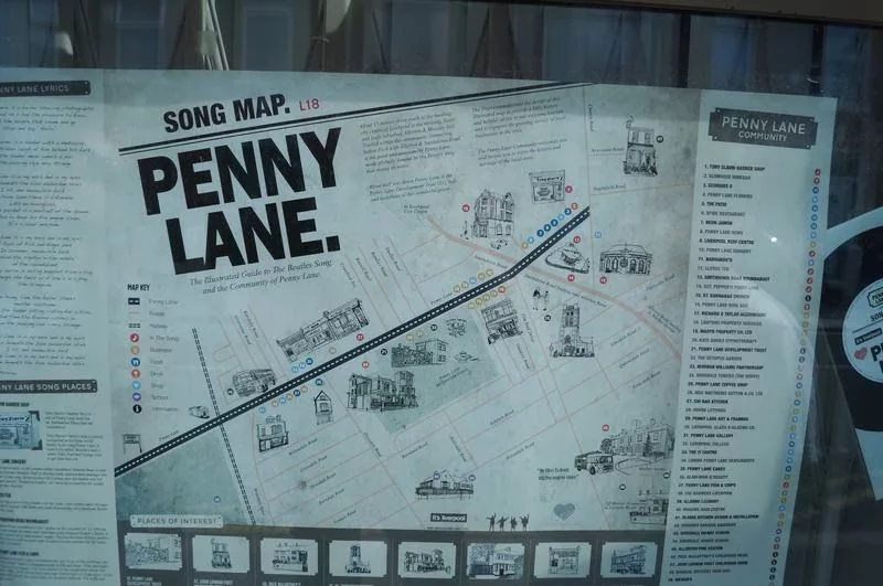 mapa de la canción de penny lane el Liverpool de los Beattles calles de canciones