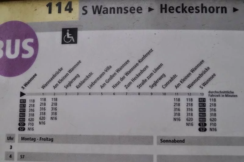 paradas del bus 114 Wannsee
