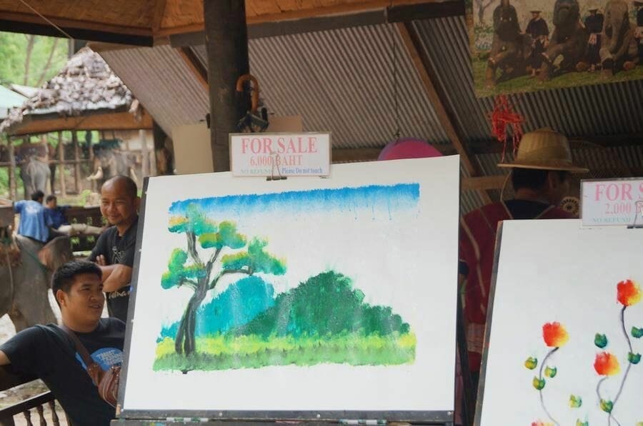 cuadros Elefantes pintores chiang mai