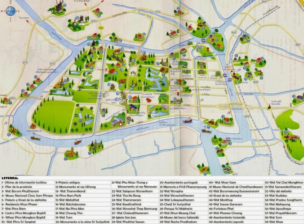 mapa ruinas ayutthaya