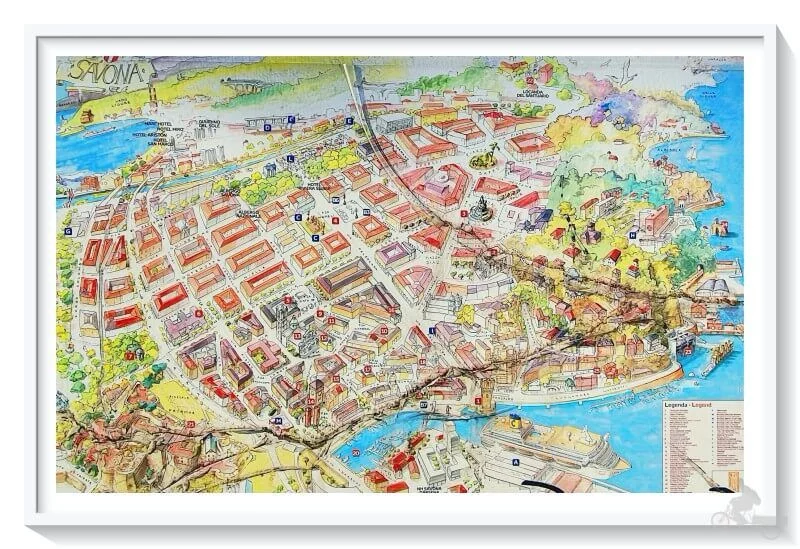 plano mapa para visitar Savona