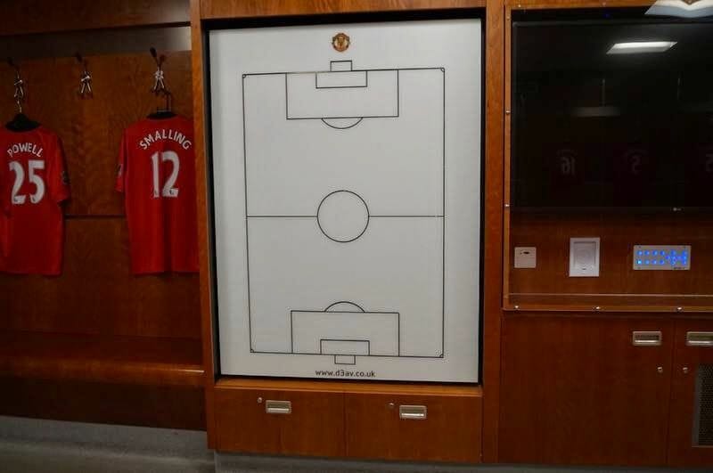Vestuarios del Manchester United pizarra tacticas