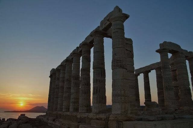 atardecer en cabo Sunion