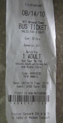 ticket del city sights bus citysight ticket, boleto citysights bus turístico,