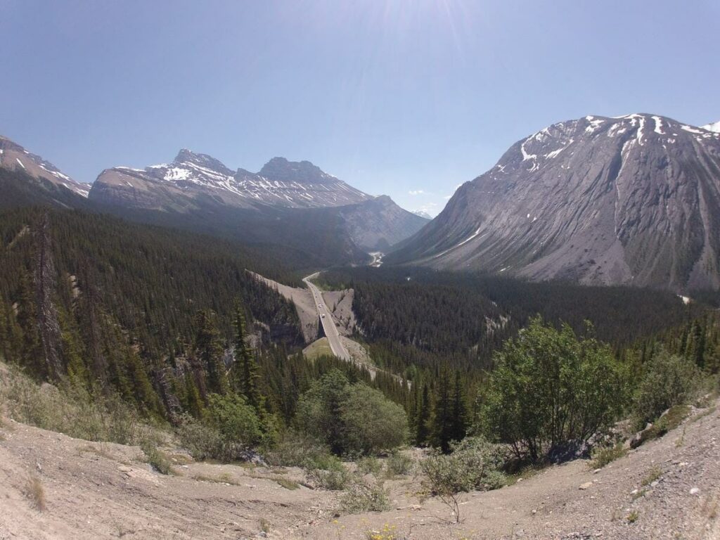 carretera del lago Peyto al glaciar athabasca