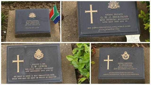 cementerio de guerra de Kanchanaburi lápidas