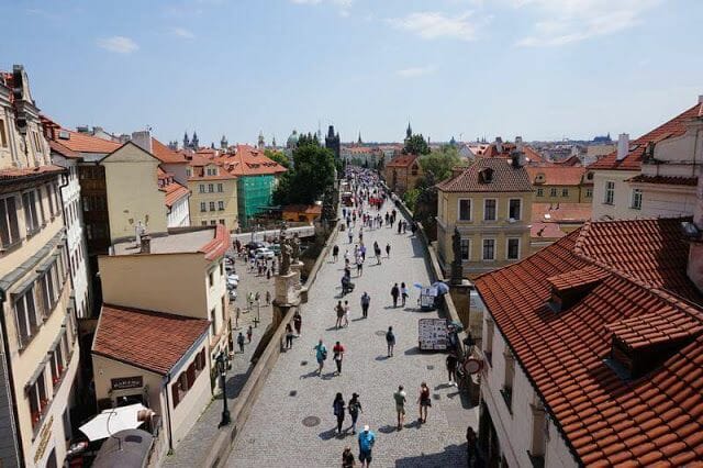puente de carlos desde Torre del Puente de Malá Strana praga