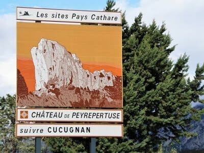 cartel de carretera castillo de Peyrepertuse
