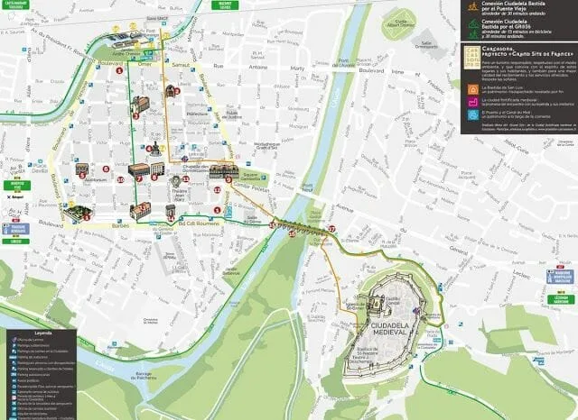 plano de lo que ver en Carcasona