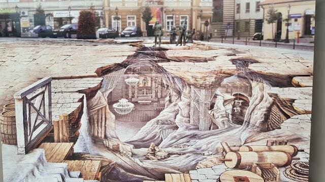 Pintura 3D del pueblo de Wieliczka