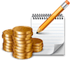 icono dinero y libreta