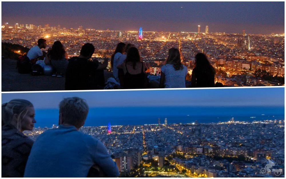 bunkers del Carmelo vistas noche - lugares poco turísticos de Barcelona