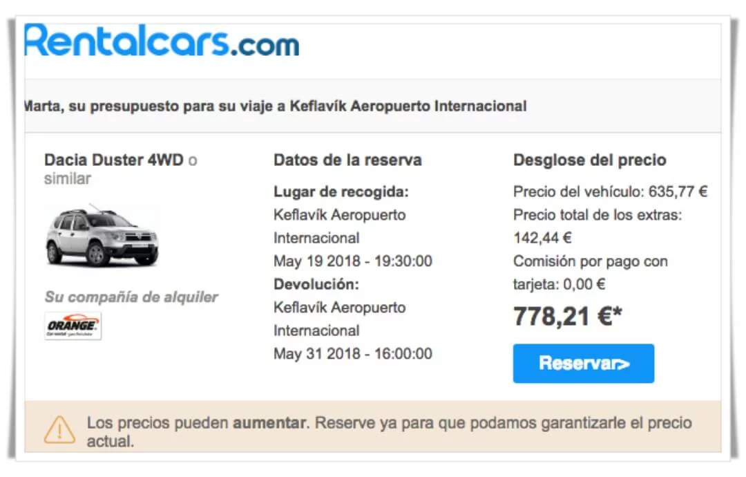 VIAJE A ISLANDIA PRECIO COCHE