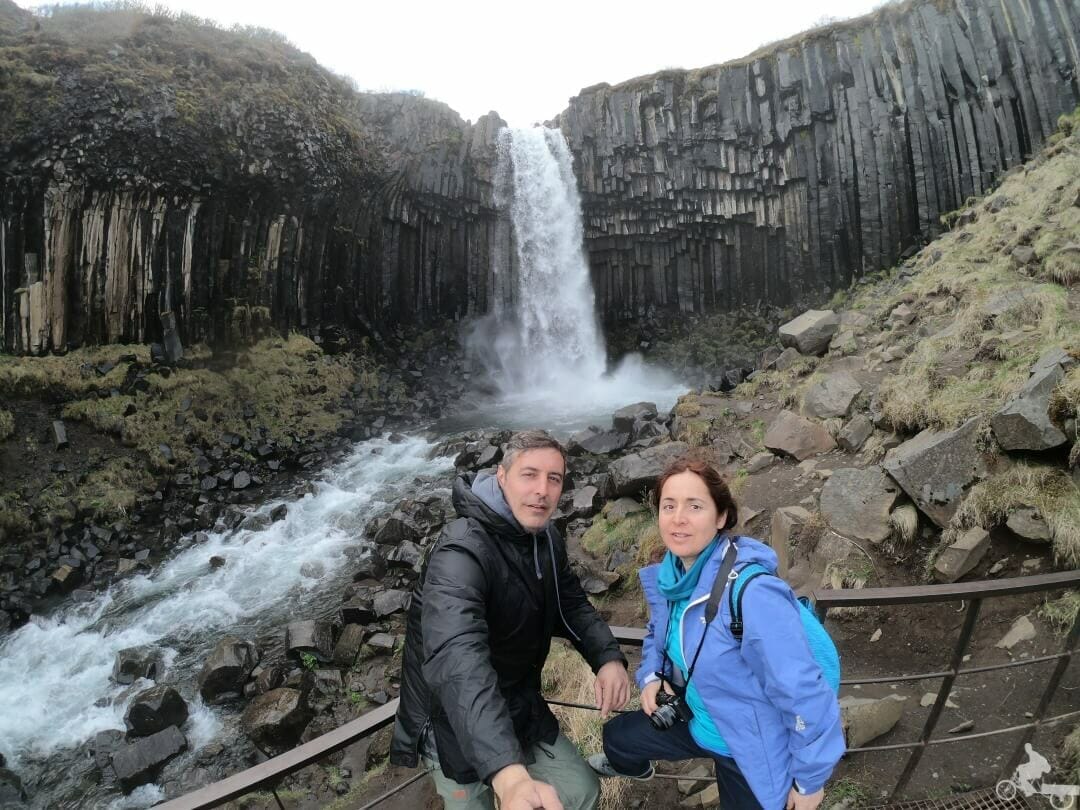cascada svartifoss en el Parque nacional Skaftafell Islandia