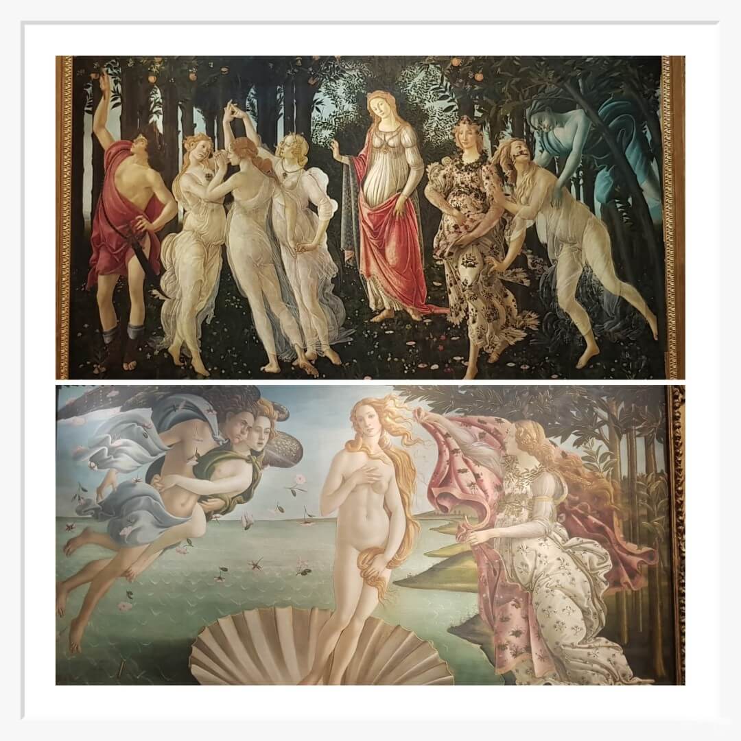 cuadros botticelli de la Primavera y el nacimiento de venus