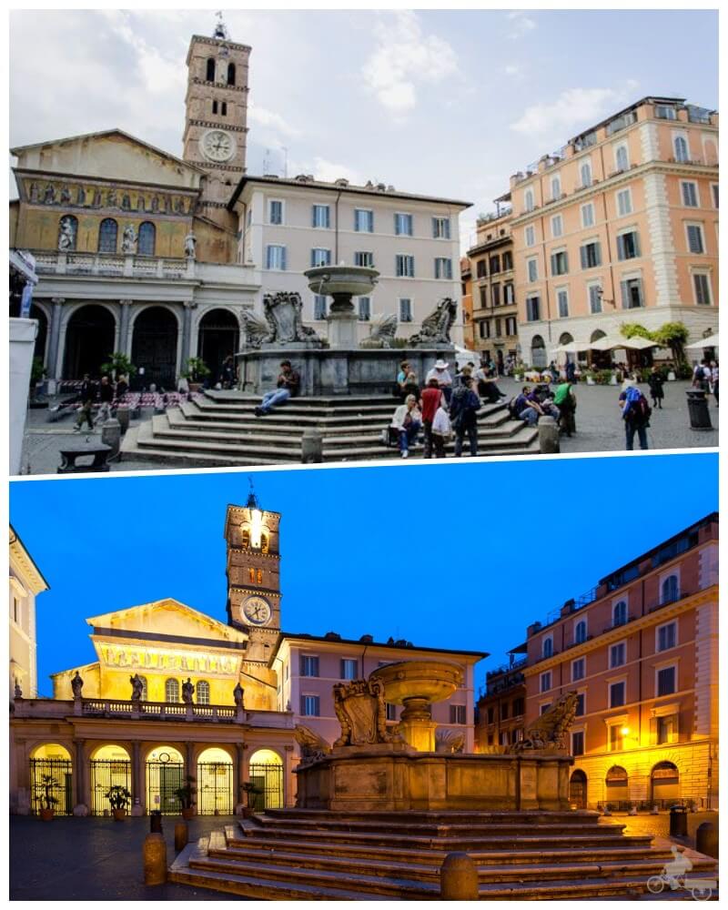 Piazza di Santa María in Trastevere en el barrio del trastevere en roma