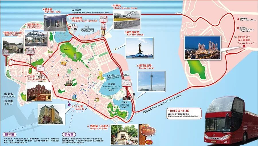 Bus turístico Macao, mapa