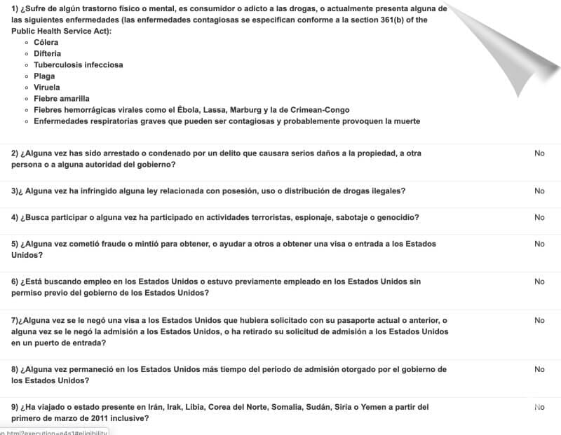 preguntas del esta EEUU