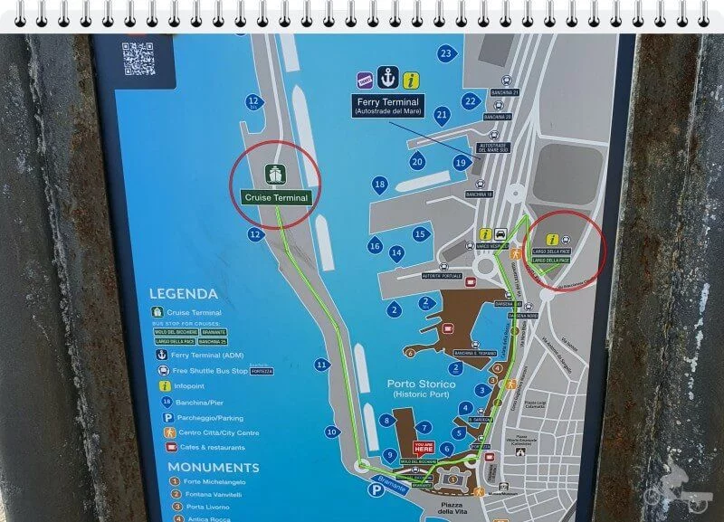 recorrido lanzadera puerto civitavecch