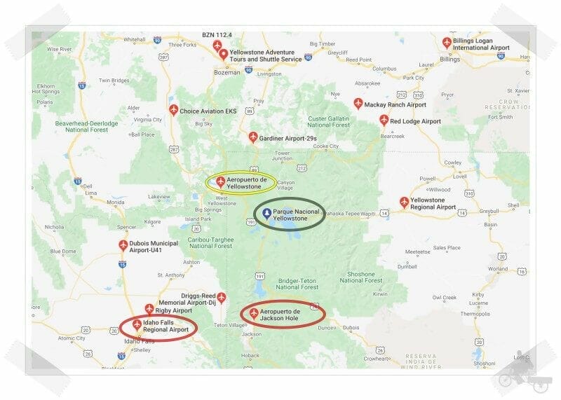 aeropuertos cerca de Yellowstone