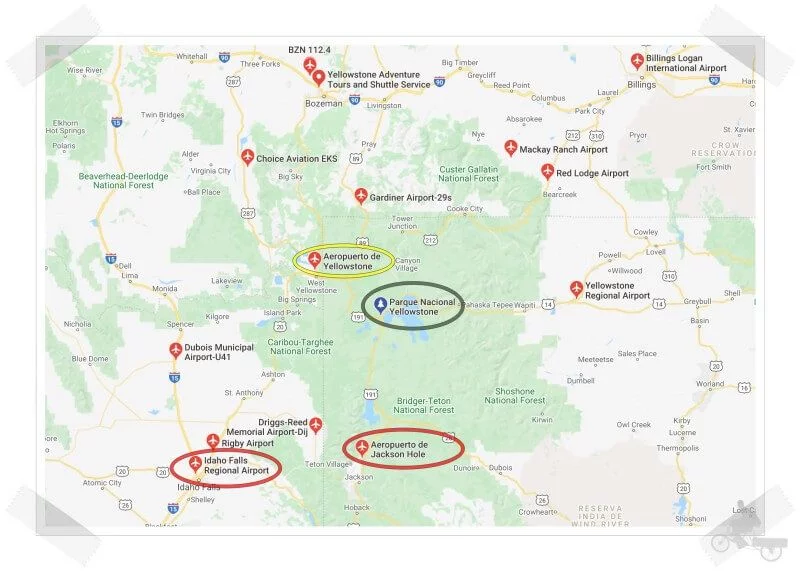 aeropuertos cerca de Yellowstone
