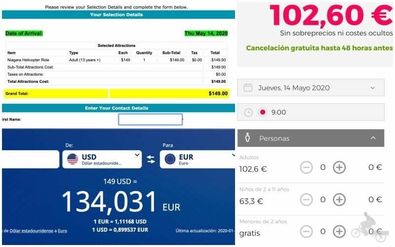 precios helicoptero cataratas niagara