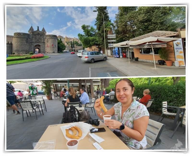 comer churros con chocolate en Toledo en kiosco catalino