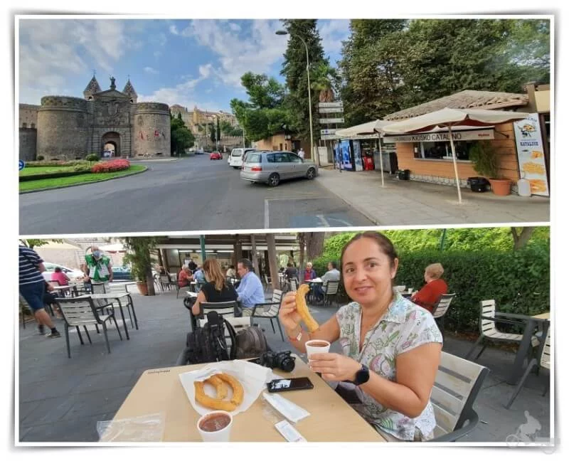comer churros con chocolate en Toledo en kiosco catalino