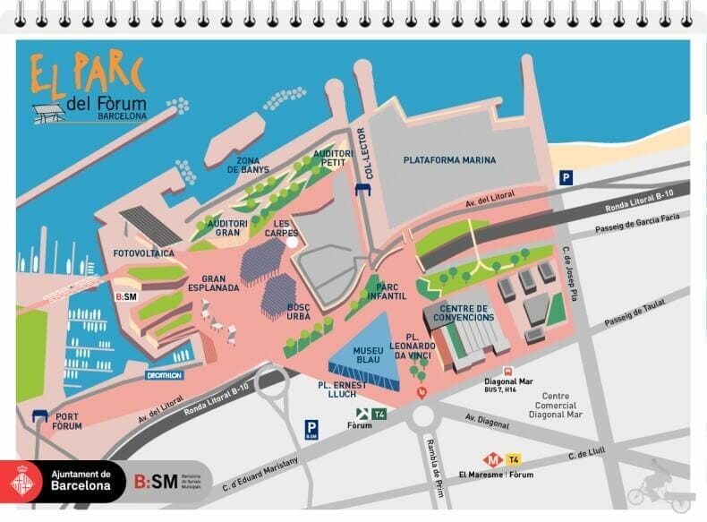 mapa parc forum barcelona