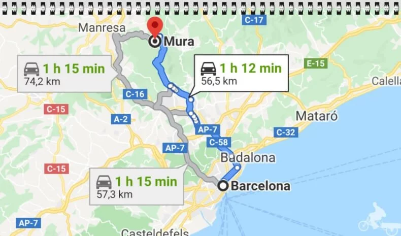 distandia de Barcelona a Mura
