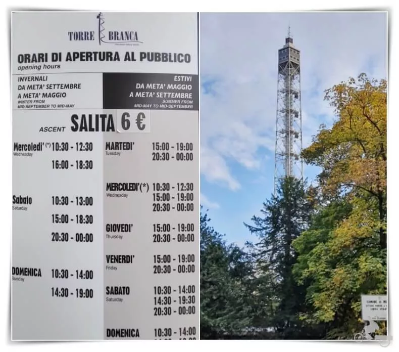 horarios de la Torre Branca