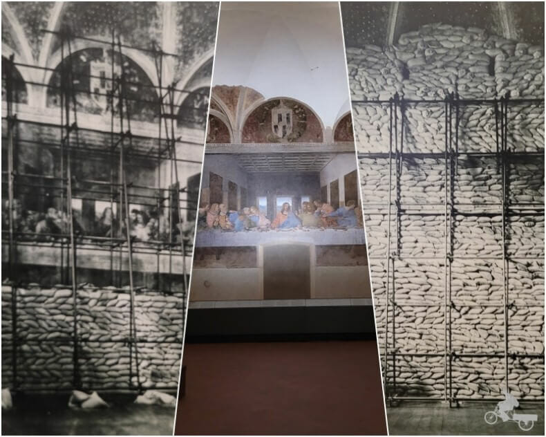 ultima cena protegida con sacos de arena