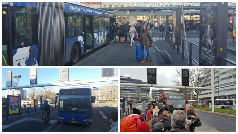 parada bus 400 frente a la estación de tren de Eindhoven