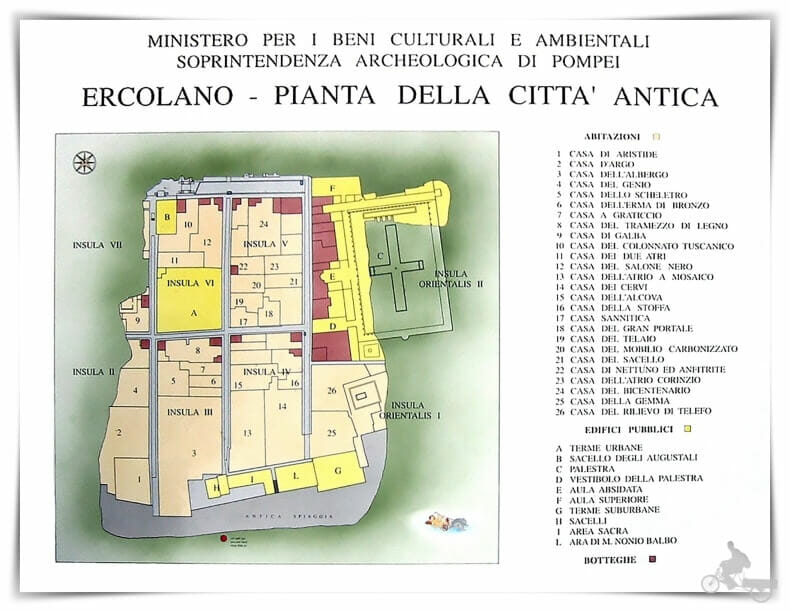 plano de los lugares que ver en Herculano