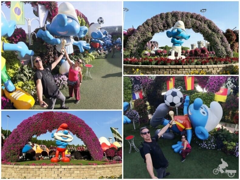 los pitufos en el jardín Dubai miracle garden