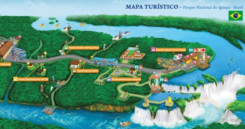 mapa lado brasileño cataratas del Iguazú