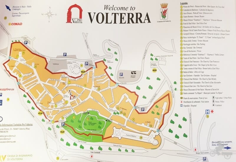 mapa con lo que ver en Volterra