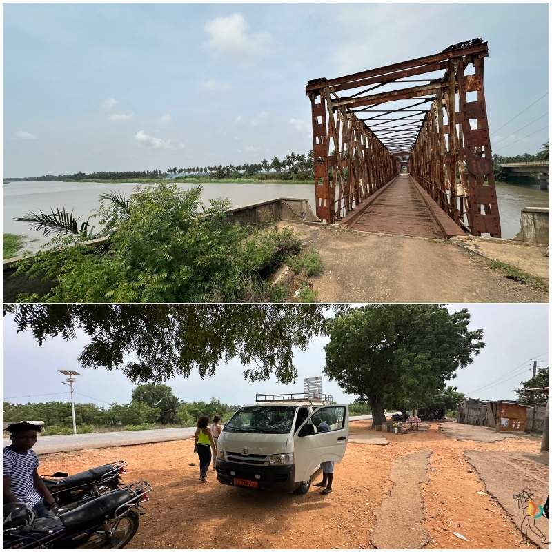 puente abandonado sobre río entre Benín y Togo
