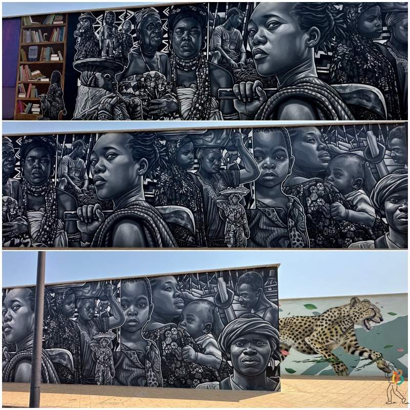 Gran Mural de Cotonou en blanco y negro